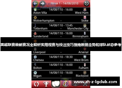 英超联赛最新赛况全解析实用观赛与投注技巧指南数据走势和球队状态参考